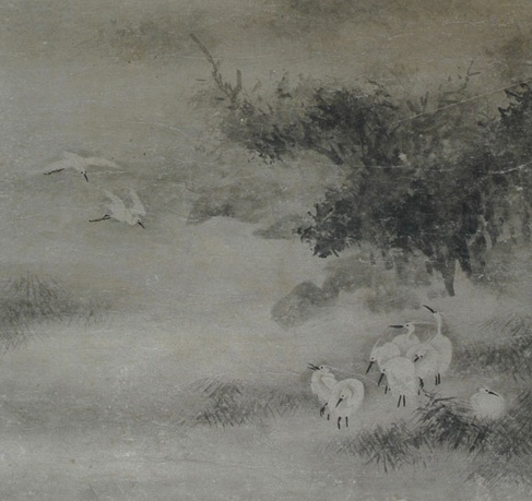 Unknown, Japanese Cranes in Flight, 18th Century Ink on paper, Memorial Art Gallery