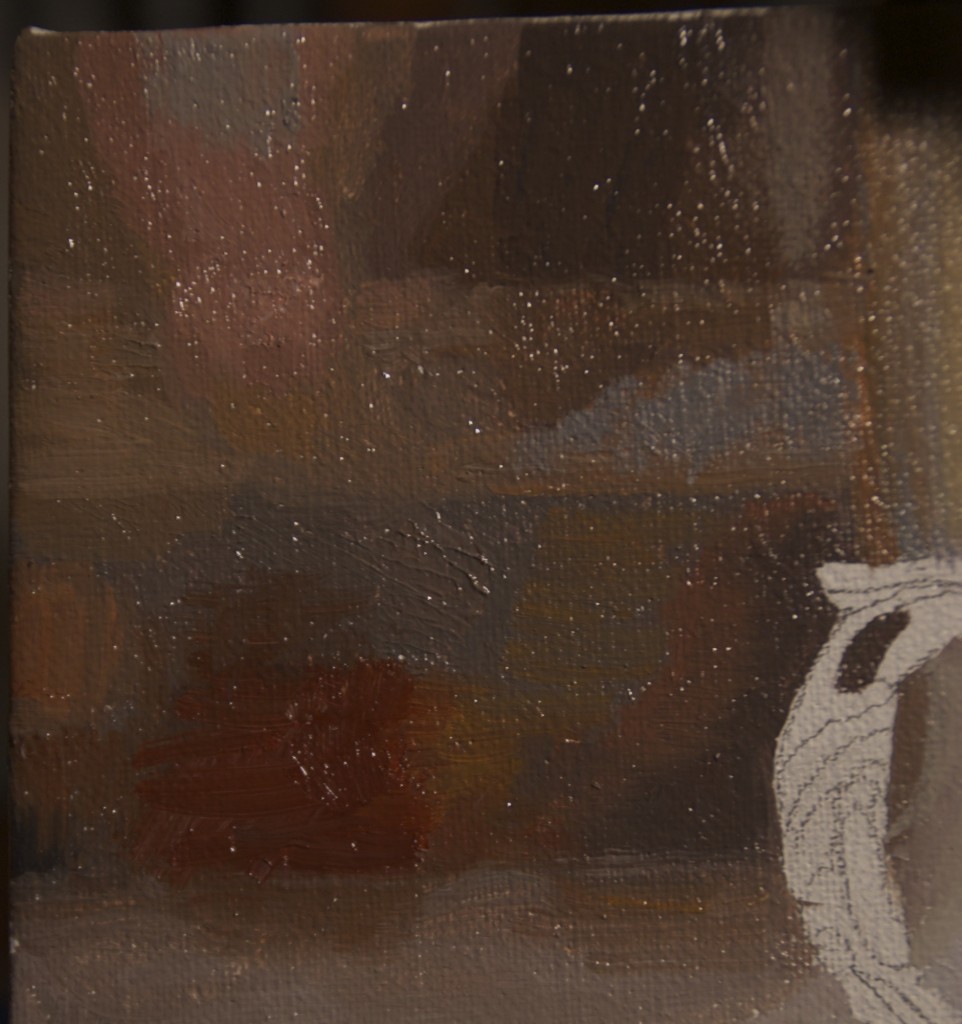 Detail, background in progress of my most recent still life