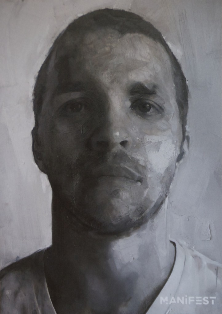 Face First. Reed  Govert's oil portrait in the current exhibit at Manifest