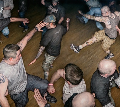 Dan Witz, Agnostic Front Circle Pit, 48" x 82", oil and digital media, Jonathan Levine Gallery