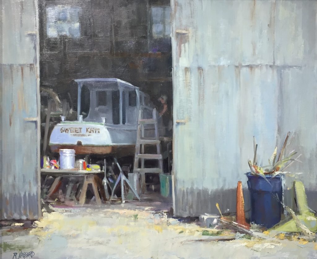 Sweet Kate, In for Repairs, Ray Hassard, oil on canvas